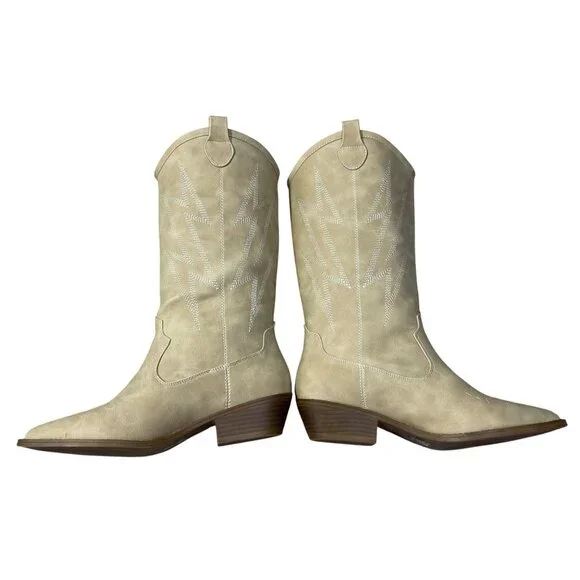 Dirty Laundry Josea Cowboy Boot Women's Size 8 Mid Calf Soft Shaft Cream New - Picture 5 of 11